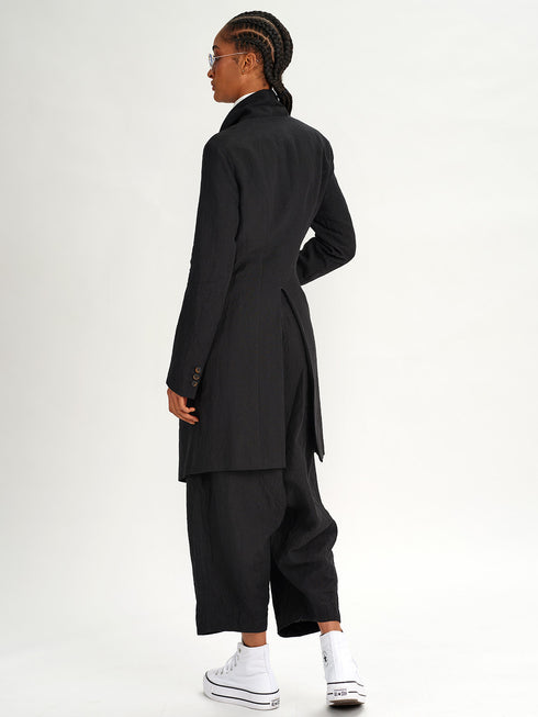 Forme d'Expression Linen DB Cutaway Coat Black
